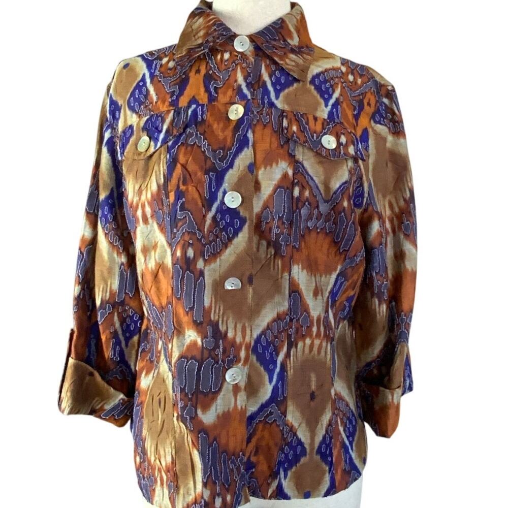 Ruby Rd Blazer Ladies size 8 Burnt Orange Blue Light Weight